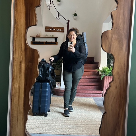 Tasha with luggage